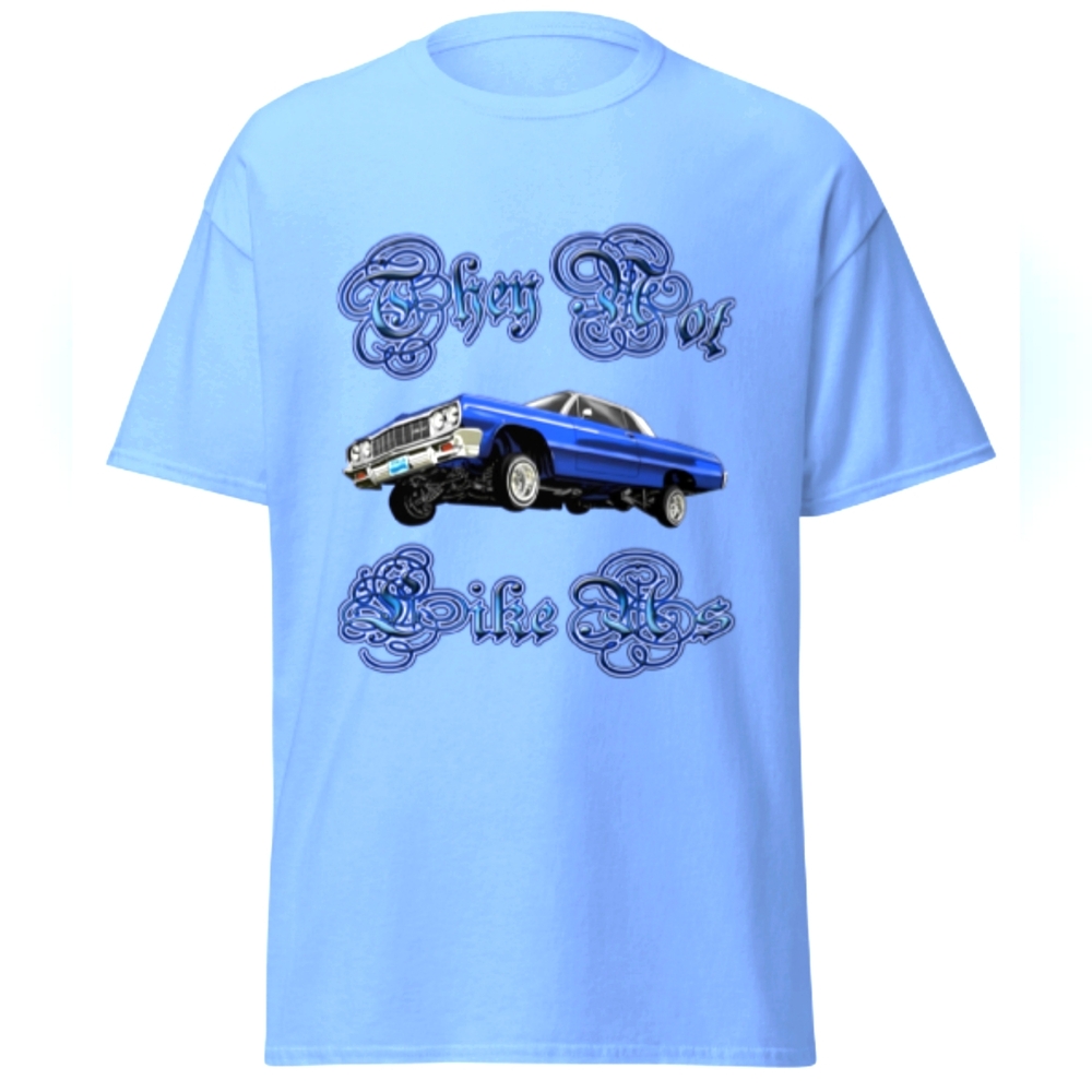 Blue Short Sleeve Tee with Vintage Car Graphic